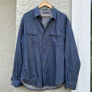 Vince Men's Chambray Stripe Button up Casual Shirt Size L